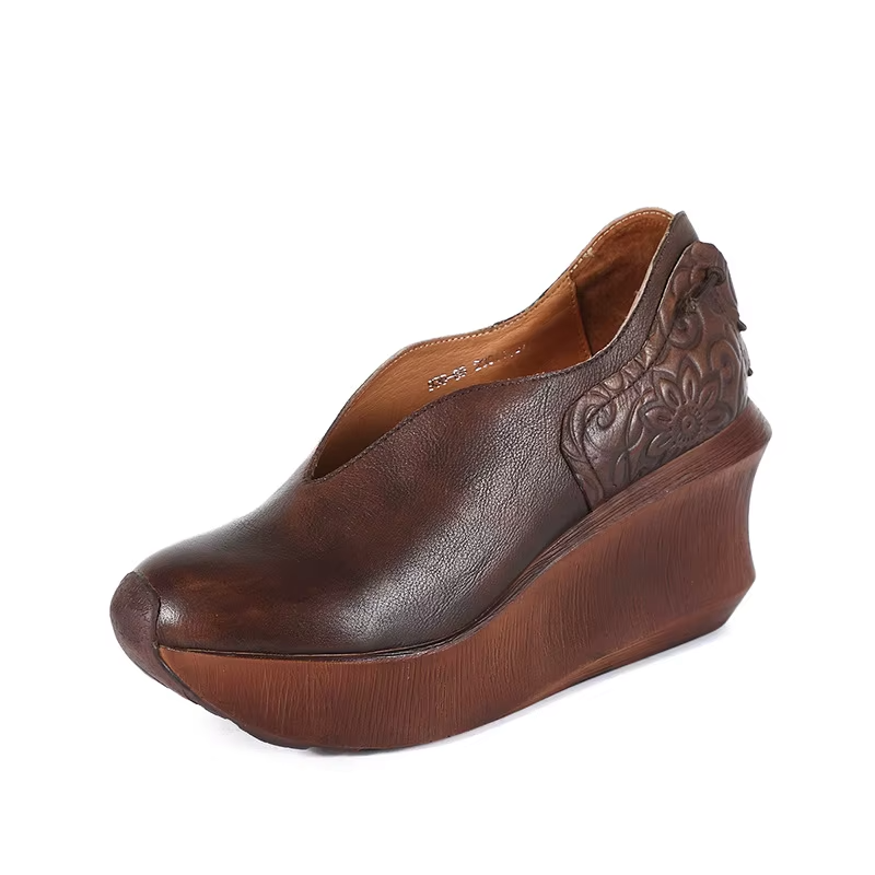 USS Shoes Alonsa Women's Thick Sole Leather Comfortable Wedges - Luxuryurbanwear
