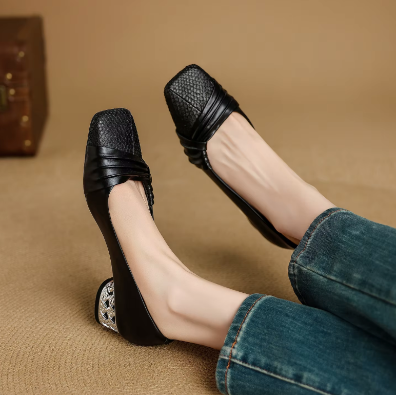USS Shoes Ana Women's Leather Mid Heel Dress Pumps