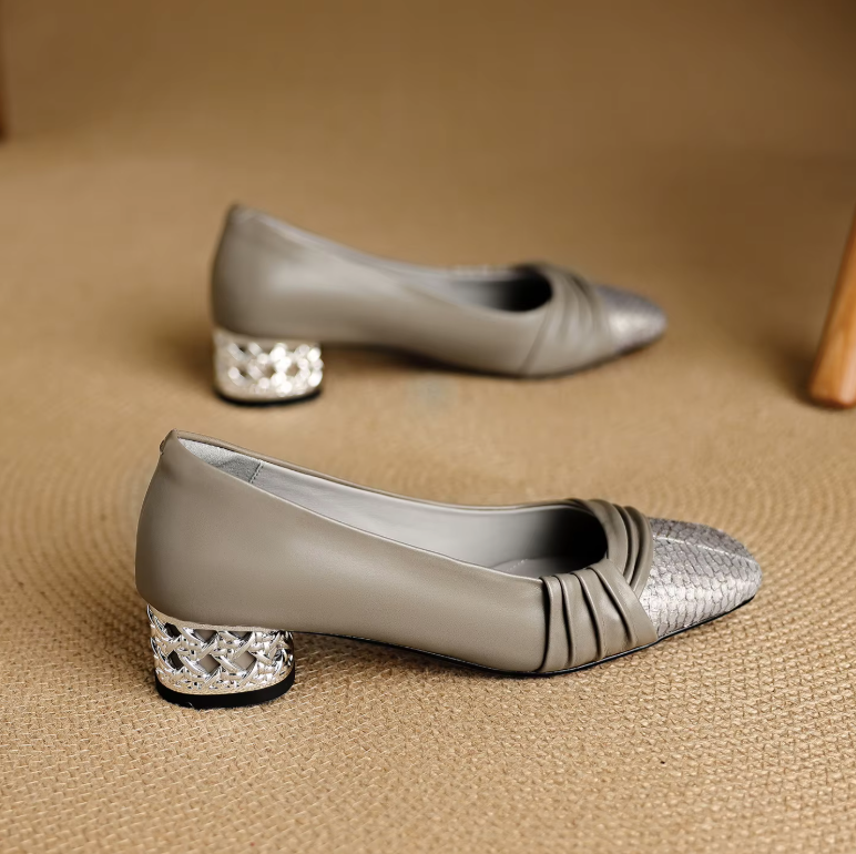 USS Shoes Ana Women's Leather Mid Heel Dress Pumps
