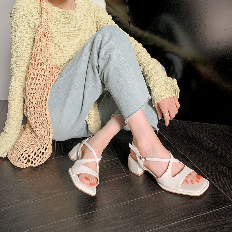 USS Shoes Analia Women's Leather Luxury Square Toe Sandals - Luxuryurbanwear