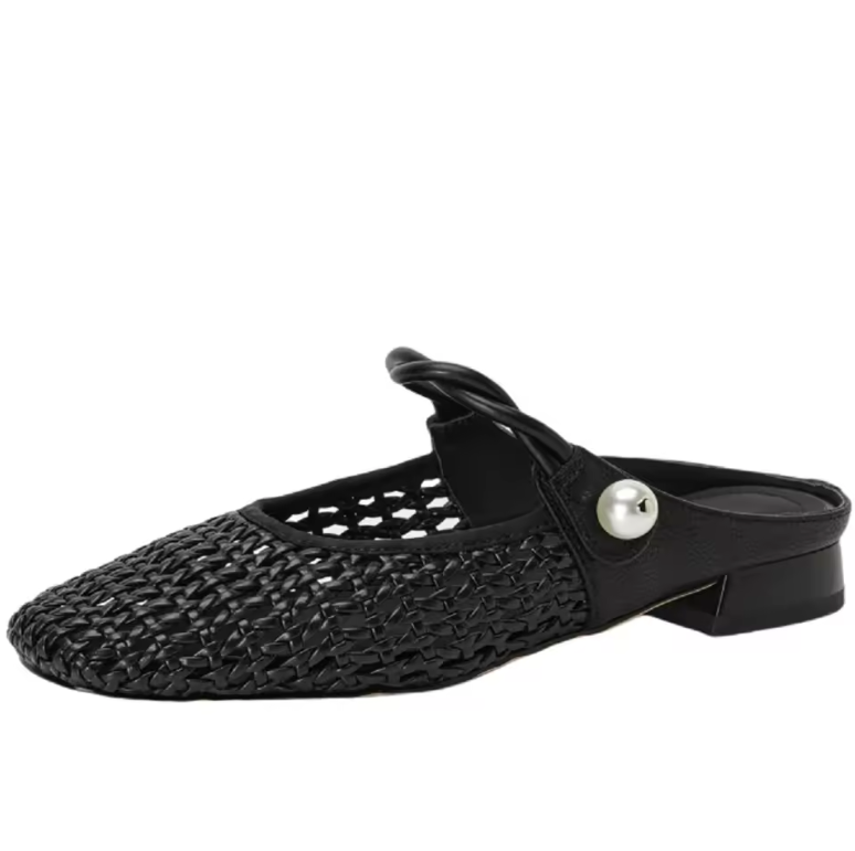 USS Shoes Angela Women's Low Heel Square Toe Hollow Mules - Luxuryurbanwear