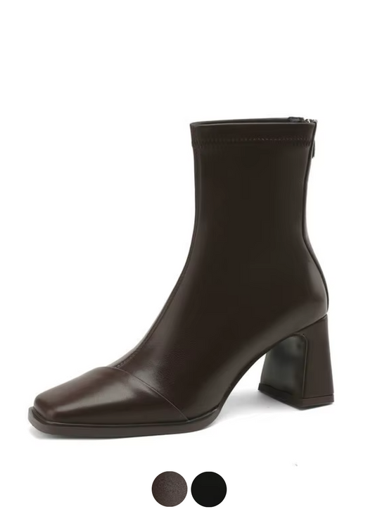USS Shoes Anthonia Women's Square High Heel Stretch Ankle Boots - Luxuryurbanwear