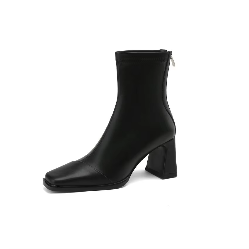 USS Shoes Anthonia Women's Square High Heel Stretch Ankle Boots - Luxuryurbanwear