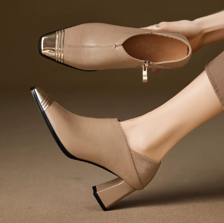 USS Shoes Aracelis Women's Elegant Metal Toe Leather Pumps - Luxuryurbanwear