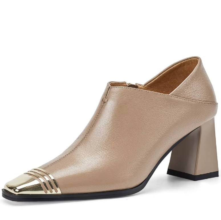 USS Shoes Aracelis Women's Elegant Metal Toe Leather Pumps - Luxuryurbanwear