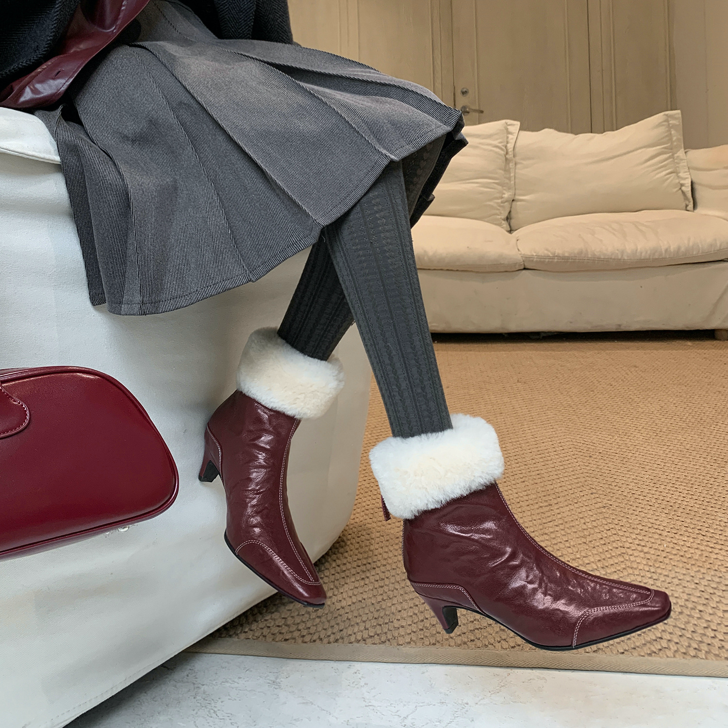 USS Shoes Ariana Women's With Warm Plush Leather Ankle Boots - Luxuryurbanwear