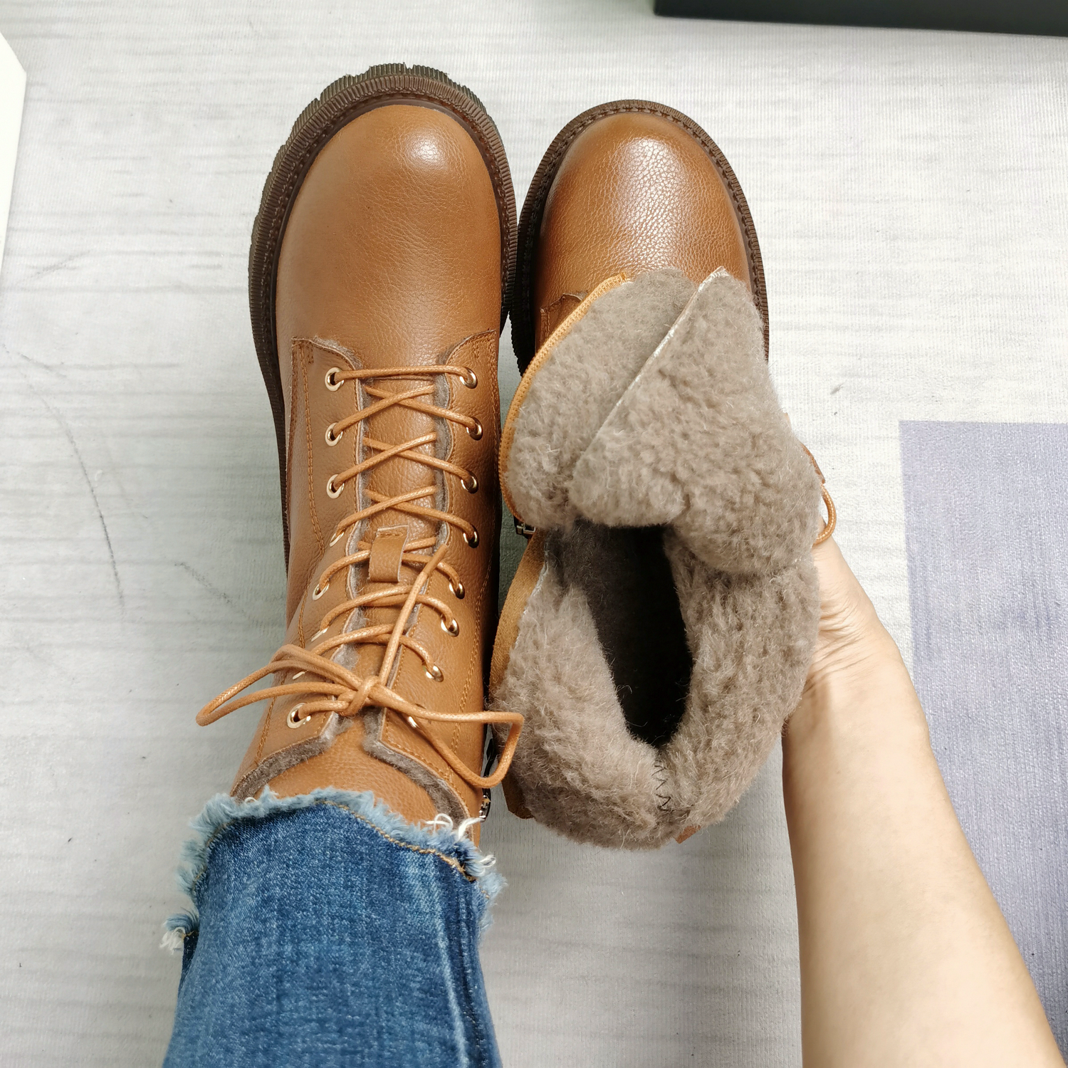 USS Shoes Asly Women's Wool Fur Ankle Boots - Luxuryurbanwear