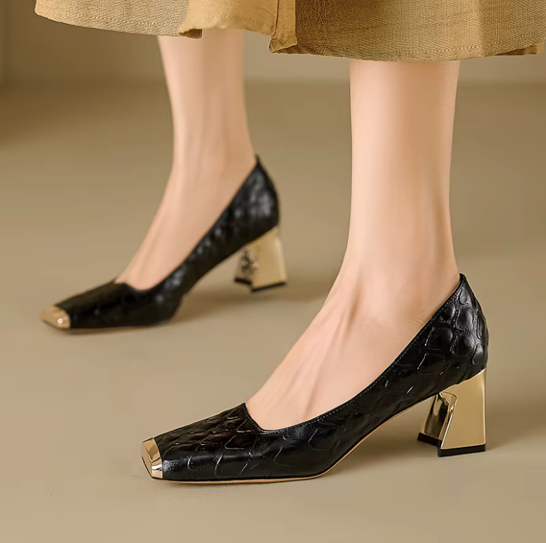 USS Shoes Ava Women's Leather Mid Heel Pumps - Luxuryurbanwear