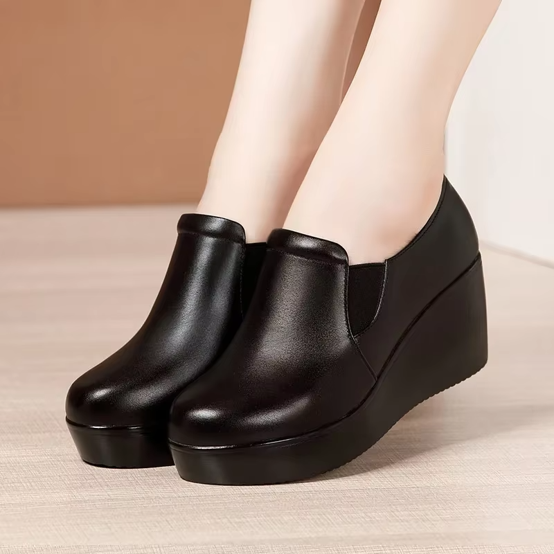 USS Shoes Virginia Women's Platform Wedges Pumps Sale Drop Black (Size 9) - Luxuryurbanwear