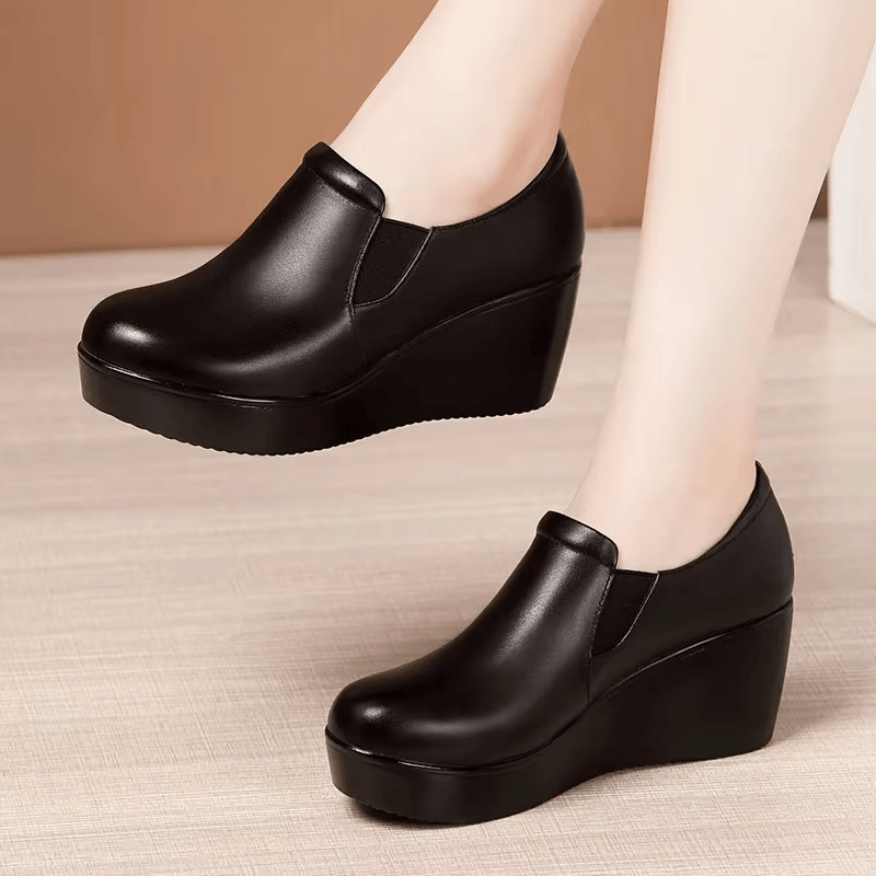 USS Shoes Virginia Women's Platform Wedges Pumps Sale Drop Black (Size 9)