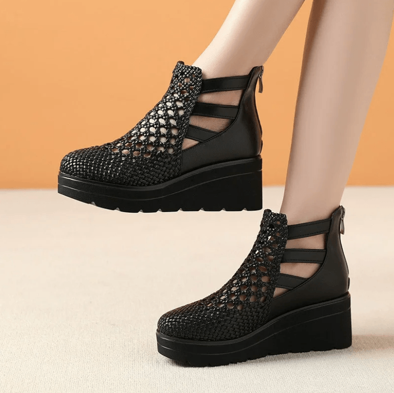 USS Shoes Amy Women's Breathable Woven Leather Wedges Sandals