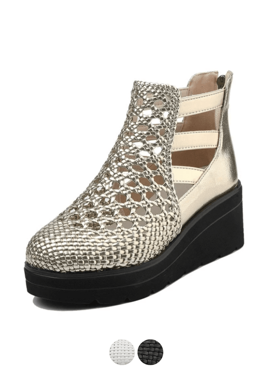 USS Shoes Amy Women's Breathable Woven Leather Wedges Sandals
