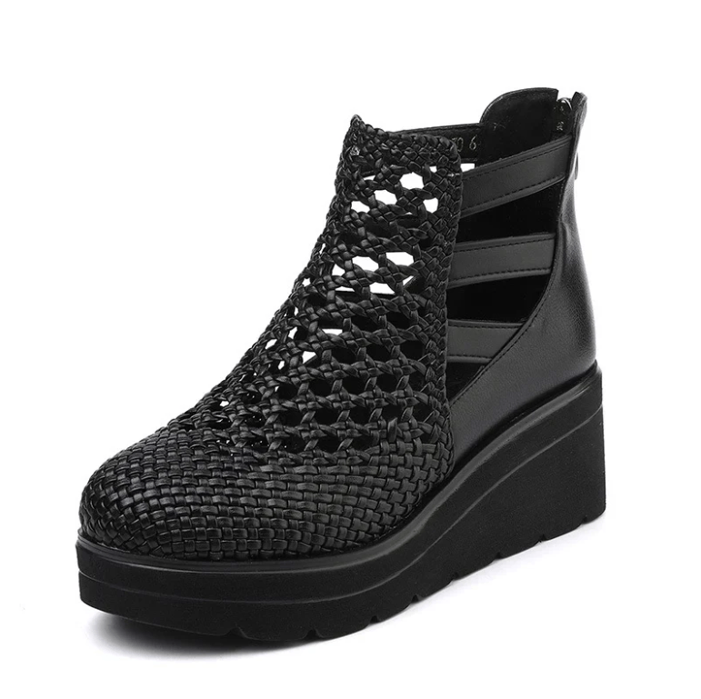 USS Shoes Amy Women's Breathable Woven Leather Wedges Sandals