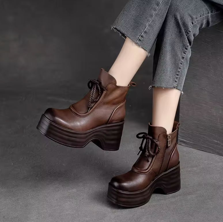 USS Shoes Camila Women's Wedges Platform Leather Ankle Boots