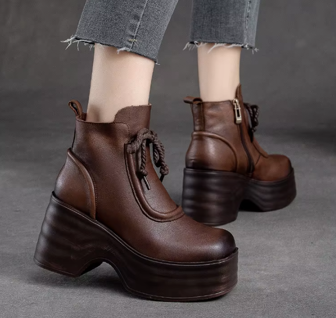 USS Shoes Camila Women's Wedges Platform Leather Ankle Boots