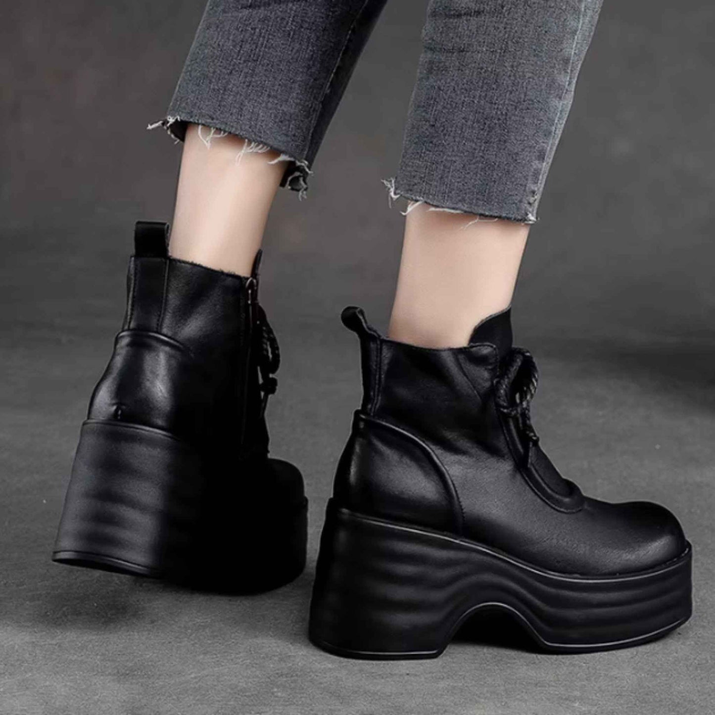 USS Shoes Camila Women's Wedges Platform Leather Ankle Boots