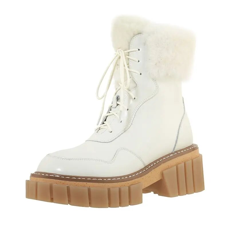 USS Shoes Caruso Women's Fur Warm Leather Boots - Luxuryurbanwear