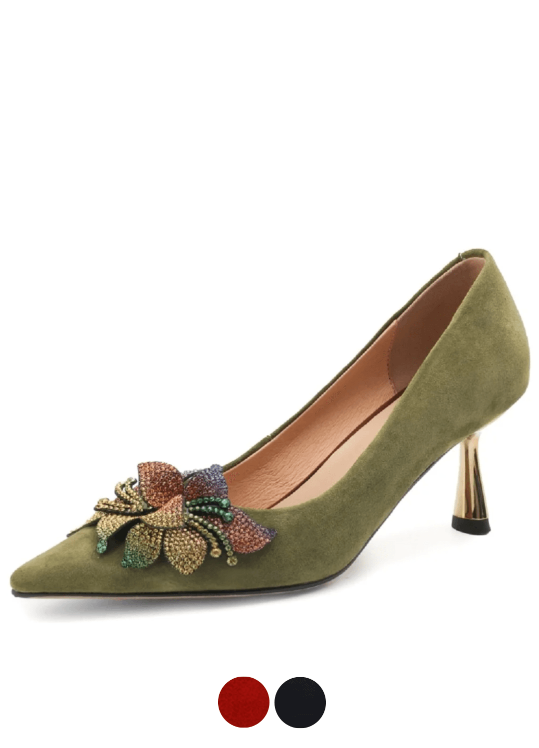 USS Shoes Celia Women's Pointed Toe Flower Leather Pumps