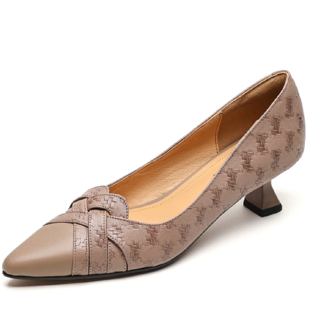 USS Shoes Chiara Women's Kitten Heel Leather Pumps - Luxuryurbanwear