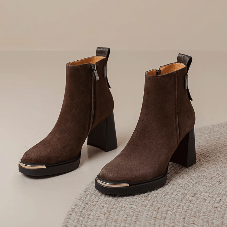 USS Shoes Chiara Women's Suede Leather Zip Ankle Boots