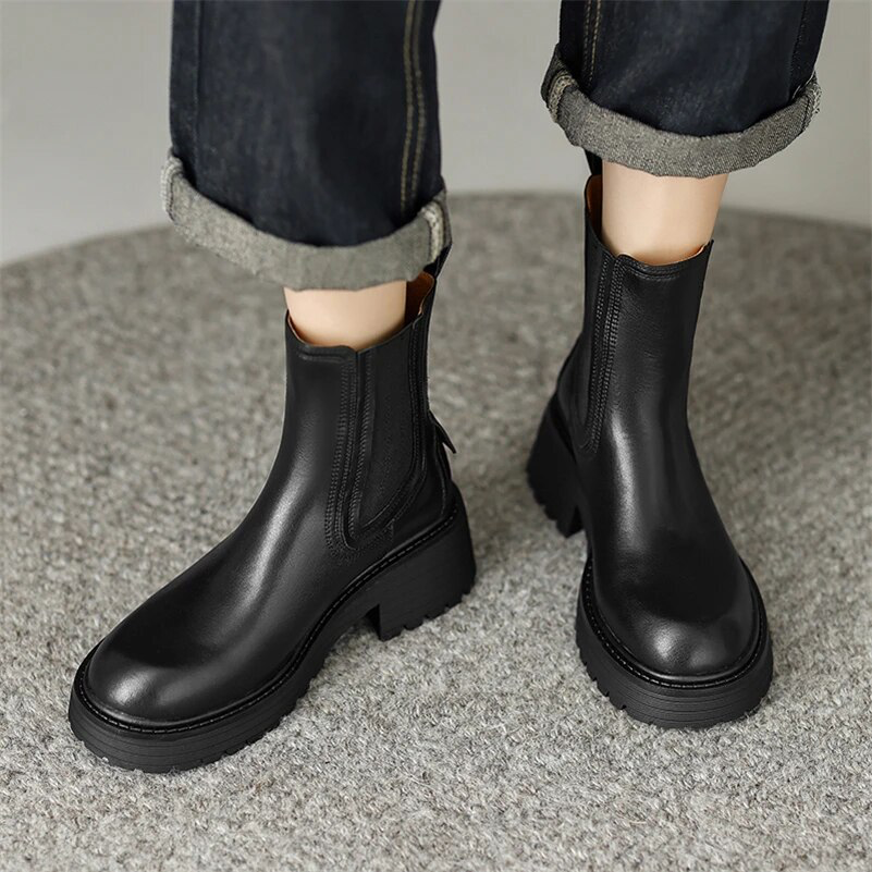 USS Shoes Cira Women's Leather Ankle Chelsea Boots - Luxuryurbanwear