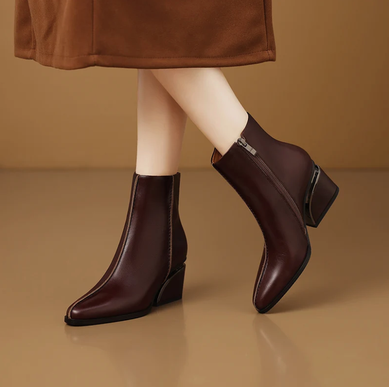 USS Shoes Clariza Women's Short Elegant Leather Boots - Luxuryurbanwear