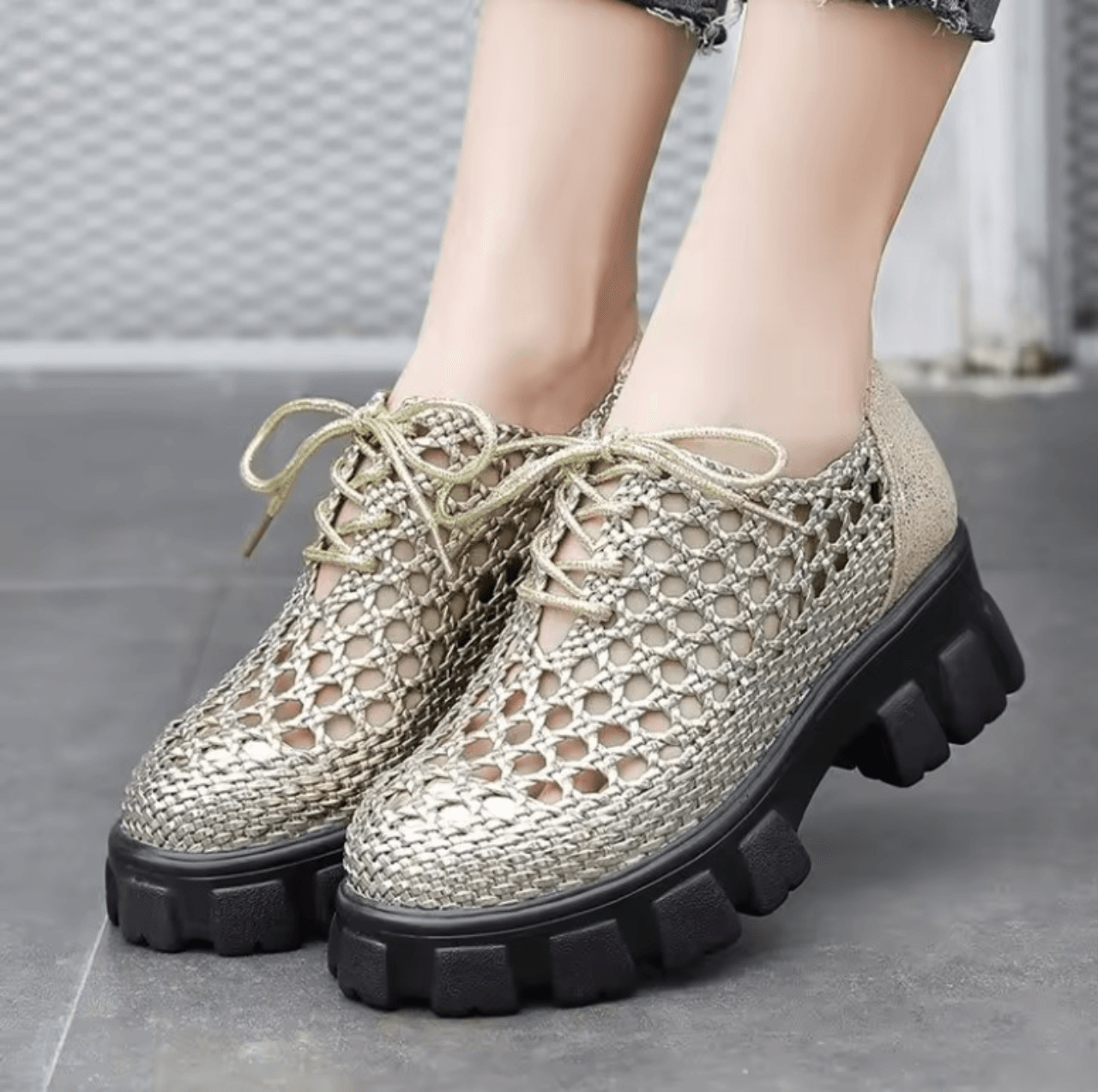 USS Shoes Claudia Women's Woven Hole Breathable Platform Shoes
