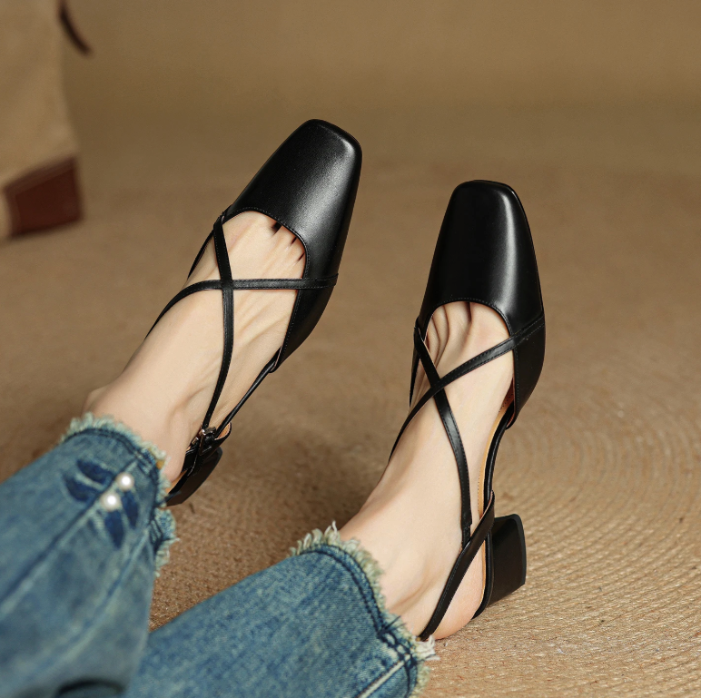 USS Shoes Cornelia Women's Square Toe Mid Heel Sandals