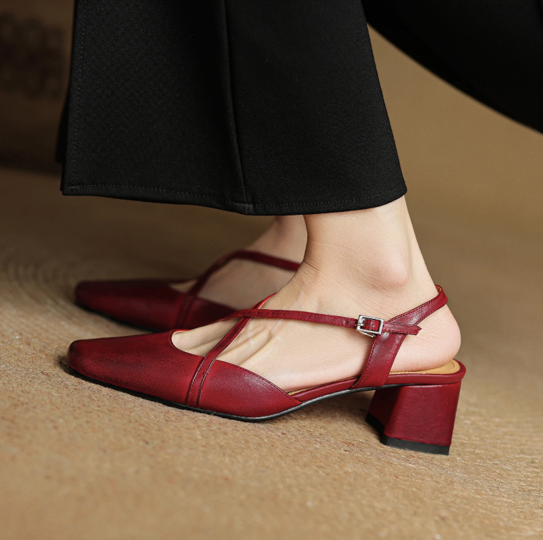 USS Shoes Cornelia Women's Square Toe Mid Heel Sandals