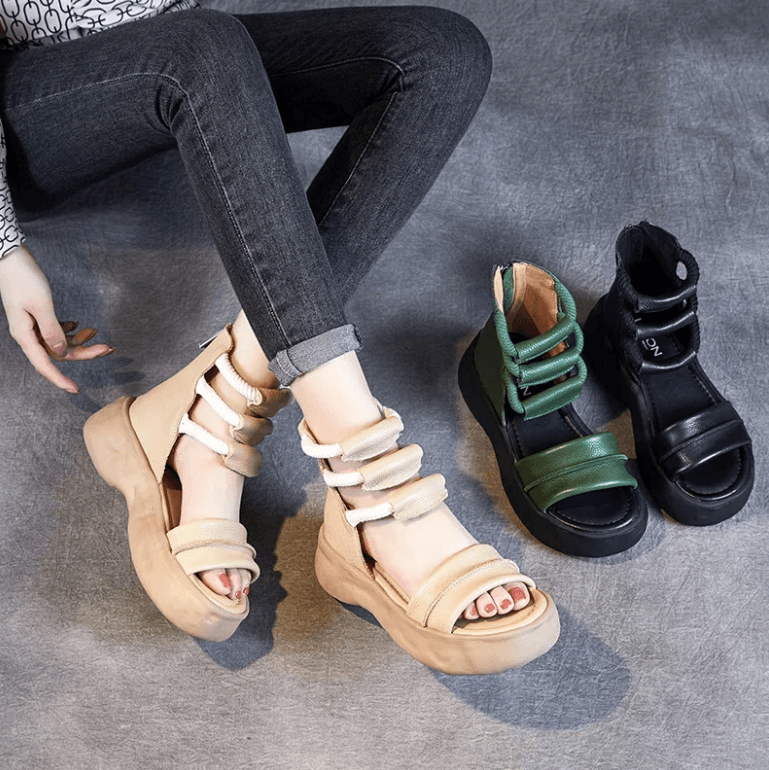 USS Shoes Danty Women's Leather Platform Open Toe Sandals