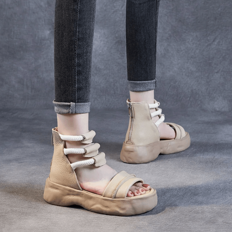 USS Shoes Danty Women's Leather Platform Open Toe Sandals