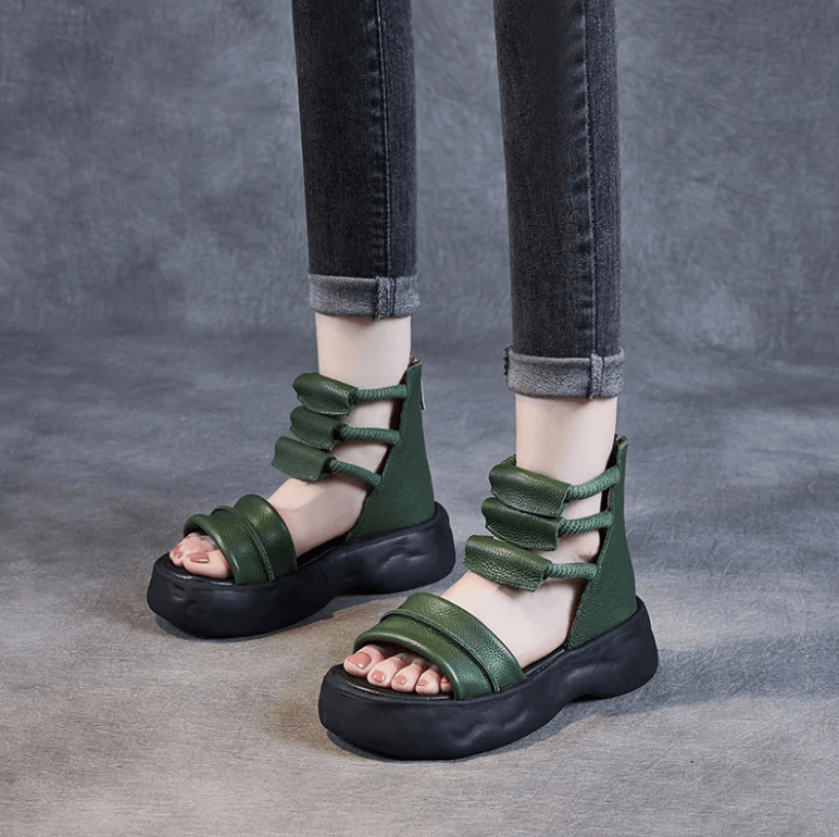 USS Shoes Danty Women's Leather Platform Open Toe Sandals