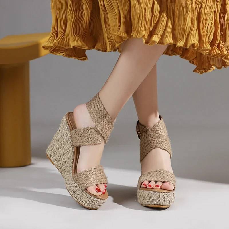 USS Shoes Doris Women's Wedges Hemp Sandals - Luxuryurbanwear