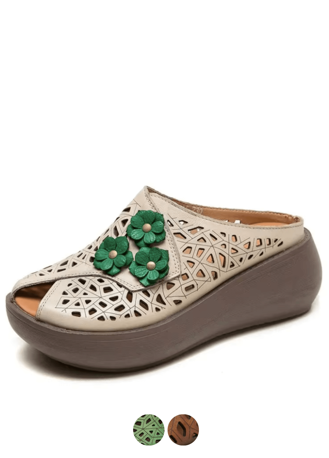 USS Shoes Eilyn Women's Flowers Peep Toe Wedge Slipper