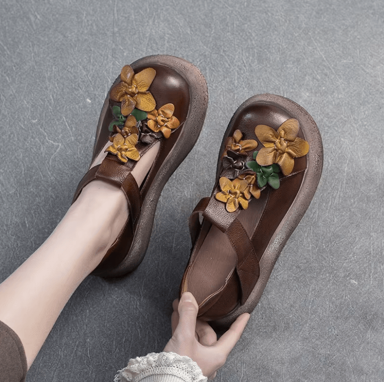 USS Shoes Eliane Women's Retro Round Toe Thick Sole Platform Shoes