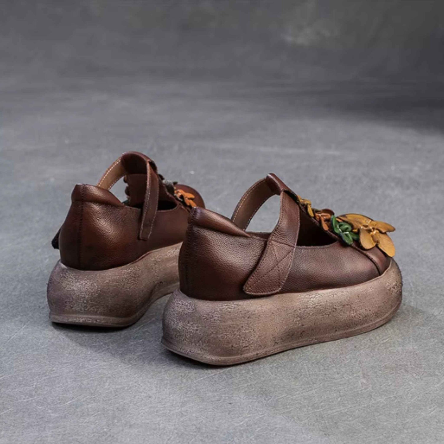 USS Shoes Eliane Women's Retro Round Toe Thick Sole Platform Shoes