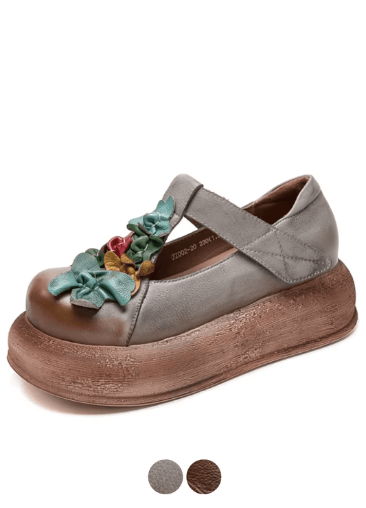 USS Shoes Eliane Women's Retro Round Toe Thick Sole Platform Shoes