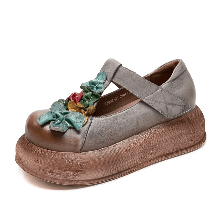 USS Shoes Eliane Women's Retro Round Toe Thick Sole Platform Shoes