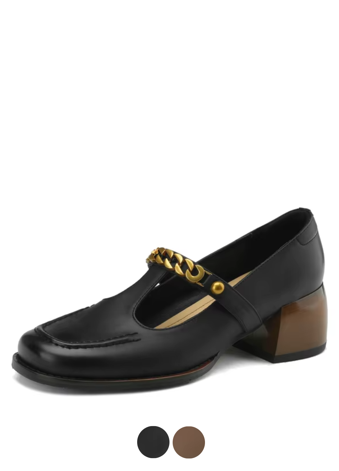 USS Shoes Elma Women's Metal Chain Leather Pumps - Luxuryurbanwear
