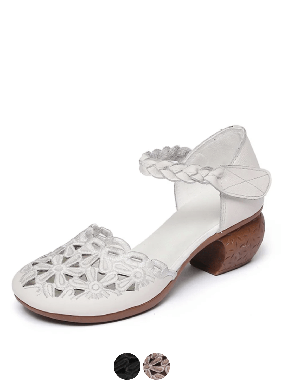 USS Shoes Elvira Women's Embroidery Leather Hook & Loop Sandals