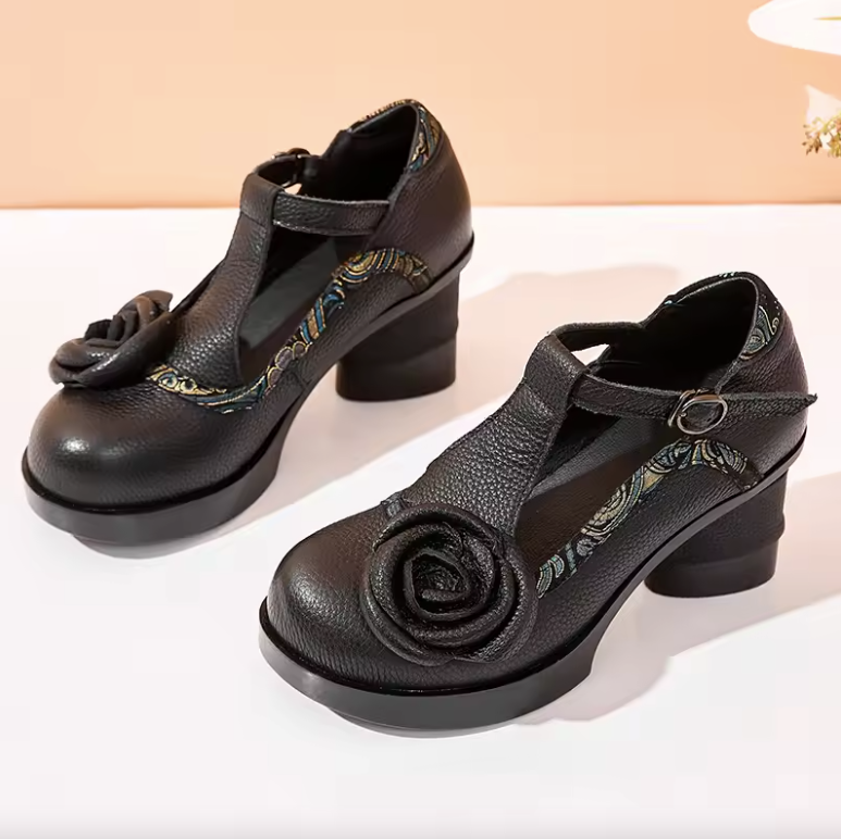 USS Shoes Eva Women's Buckle Strap Flower Pumps
