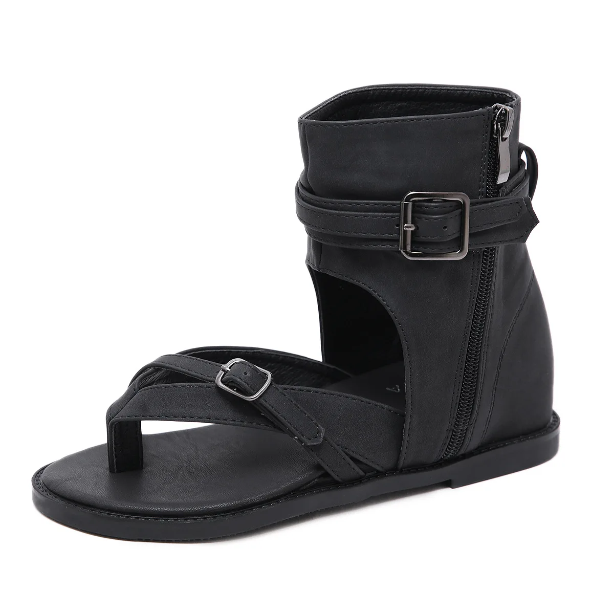 USS Shoes Francys Women's Side Zipper Flat Sandals - Luxuryurbanwear