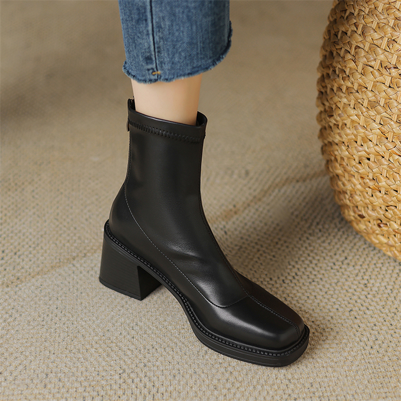 USS Shoes Gabina Women's Platform Square Heels Boots - Luxuryurbanwear