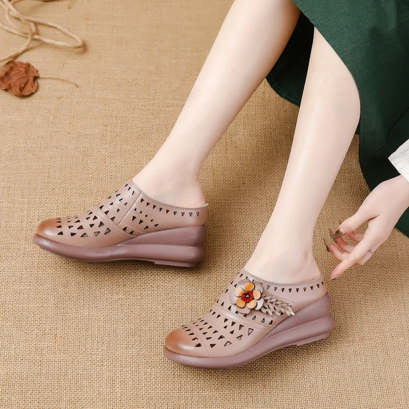 USS Shoes Gaby Women's Platform Leather Hollow Sandals - Luxuryurbanwear