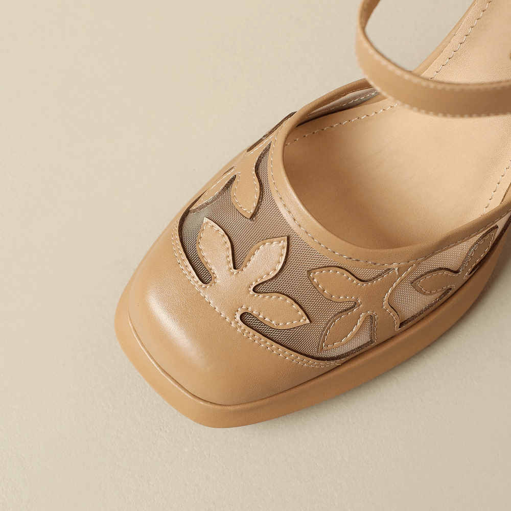 USS Shoes Gina Women's Leather Flower High Heels Sandals