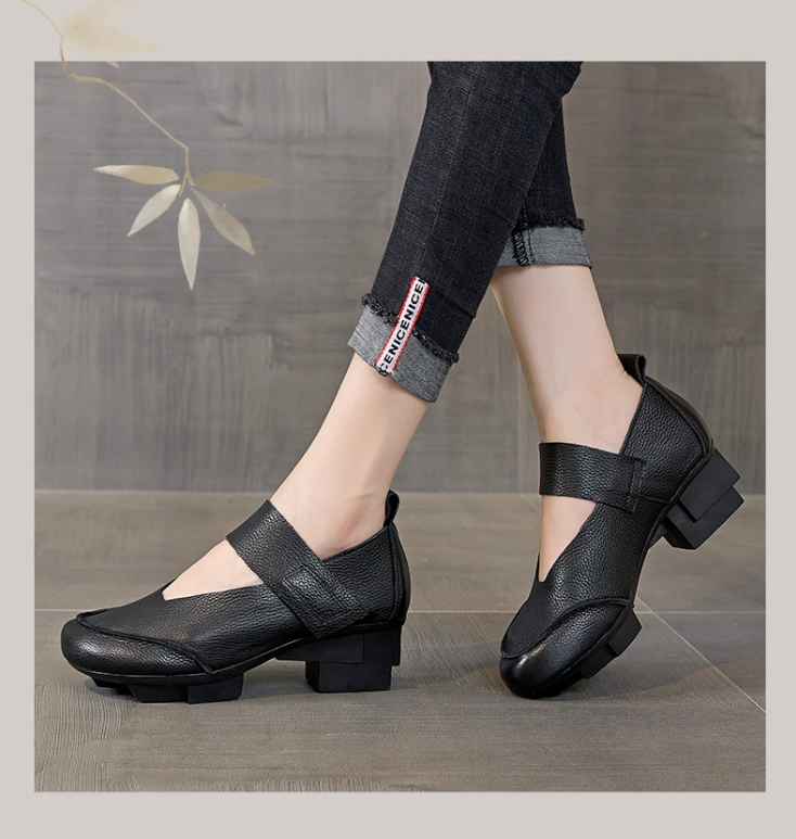 USS Shoes Hana Women's Hook Loop Retro Leather Pumps