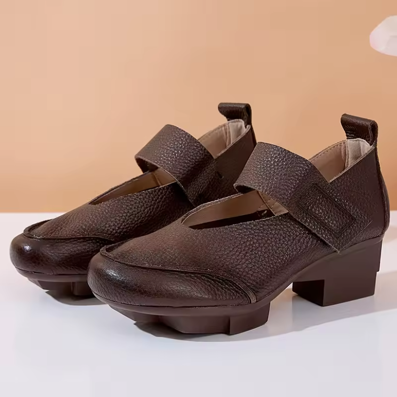 USS Shoes Hana Women's Hook Loop Retro Leather Pumps - Luxuryurbanwear