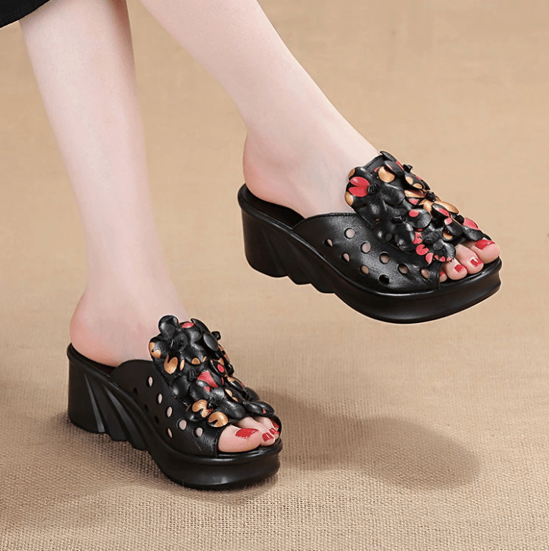 USS Shoes Jimena Women's Leather Platform Wedge Sandals