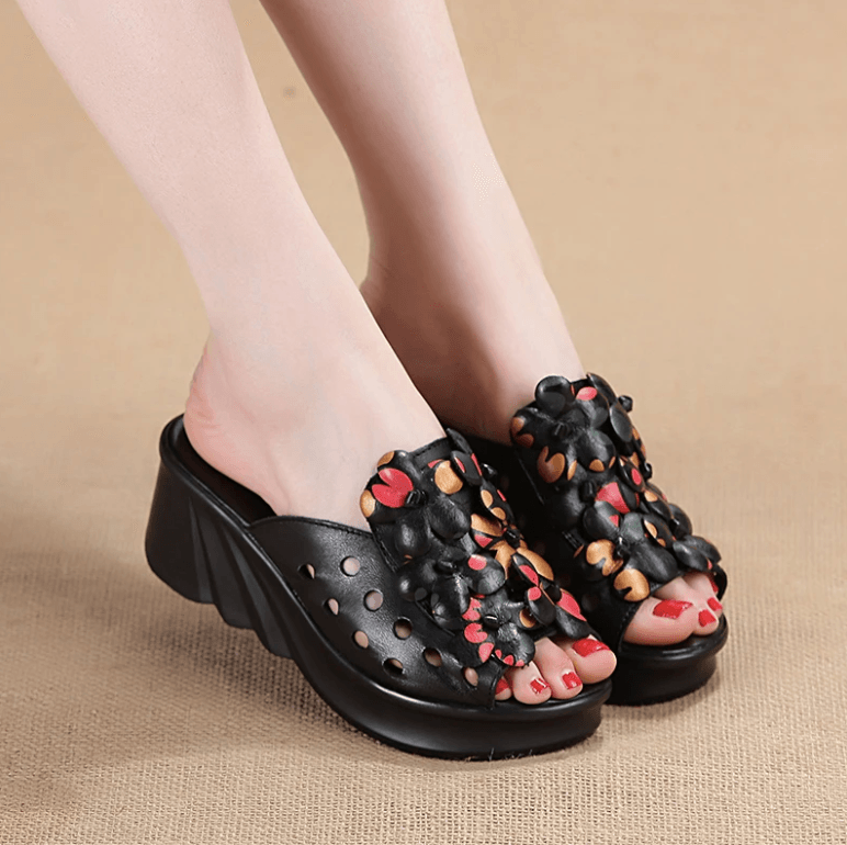 USS Shoes Jimena Women's Leather Platform Wedge Sandals