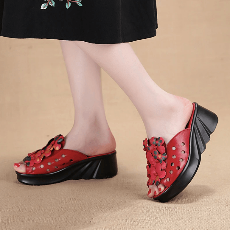 USS Shoes Jimena Women's Leather Platform Wedge Sandals